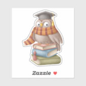 かわいいフクロウ学園本読おもしろい シール (シート)