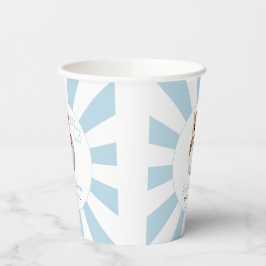 かわいいフクロウ孵化すぐ男の赤ちゃんシャワー紙カップ 紙コップ (左)