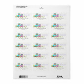 かわいいフクロウ家族の女の子ベビーシャワー住所 シール (フルシート)