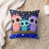 かわいいフクロウ家族 クッション (ブランケット)