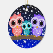 かわいいフクロウ家族 セラミックオーナメント (左)