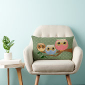 かわいいフクロウ家族 ランバークッション (椅子)