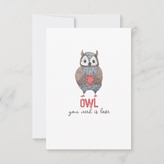 かわいいフクロウ必要なのは愛のバレンタインデーのカード (正面)