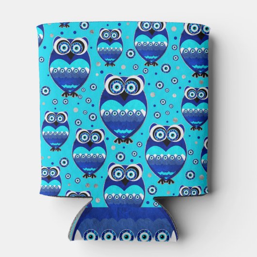 かわいいフクロウ悪魔の眼模様 缶クーラー (裏面)