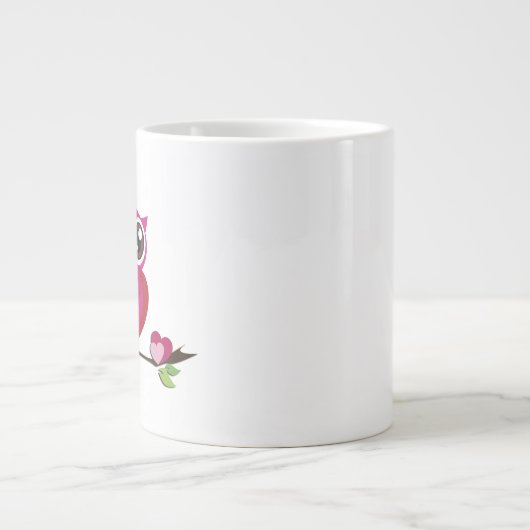 かわいいフクロウ愛ハートベク素晴らしターアート ジャンボコーヒーマグカップ (正面)