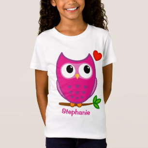 かわいいフクロウ愛パーソナライズな女の子のTシャツ Tシャツ