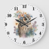 かわいいフクロウ愛好家 ラージ壁時計 (正面)