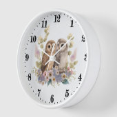 かわいいフクロウ愛好家 壁時計 (傾斜)