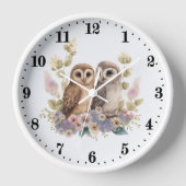 かわいいフクロウ愛好家 壁時計 (正面)