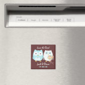 かわいいフクロウ救ズの結婚新郎新婦 マグネット (インサイチュ (食洗機))