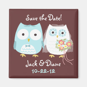 かわいいフクロウ救ズの結婚新郎新婦 マグネット