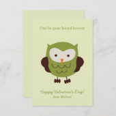 かわいいフクロウ教室バレンタインカード 招待状 (正面/裏面)