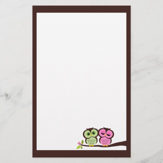 かわいいフクロウ文房具 便箋 (正面)