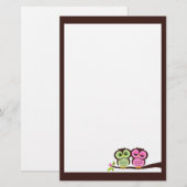 かわいいフクロウ文房具 便箋 (正面/裏面)