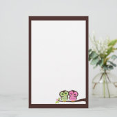 かわいいフクロウ文房具 便箋 (スタンド正面)