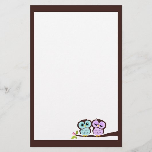 かわいいフクロウ文房具 便箋 (正面)