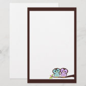 かわいいフクロウ文房具 便箋 (正面/裏面)