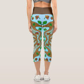 かわいいフクロウ曼荼羅のアートワーク カプリレギンス (裏面)