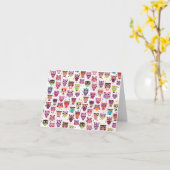 かわいいフクロウ柄のノートカード カード (黄色い花)