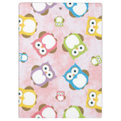 かわいいフクロウ柄フクロウカラフルズ柄モノグラム クリップボード (裏面)