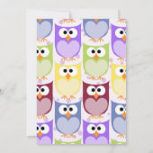 かわいいフクロウ柄フクロウカラフルズ、赤ちゃんシャワー 招待状 (裏面)