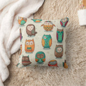 かわいいフクロウ模様 クッション (ブランケット)
