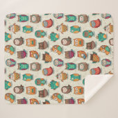 かわいいフクロウ模様 シェルパブランケット (正面(横))