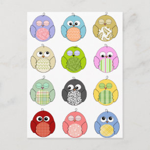 かわいいフクロウ模様 ポストカード