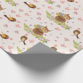 かわいいフクロウ模様 ラッピングペーパー (角)