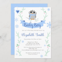 かわいいフクロウ男の赤ちゃん冬のバビシャワー