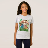 かわいいフクロウ科きのこ雨 Tシャツ (正面フル)
