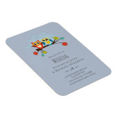 かわいいフクロウ結婚をテーマにした青いオレンジ マグネット (右側)