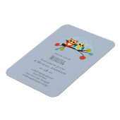 かわいいフクロウ結婚をテーマにした青いオレンジ マグネット (左側)