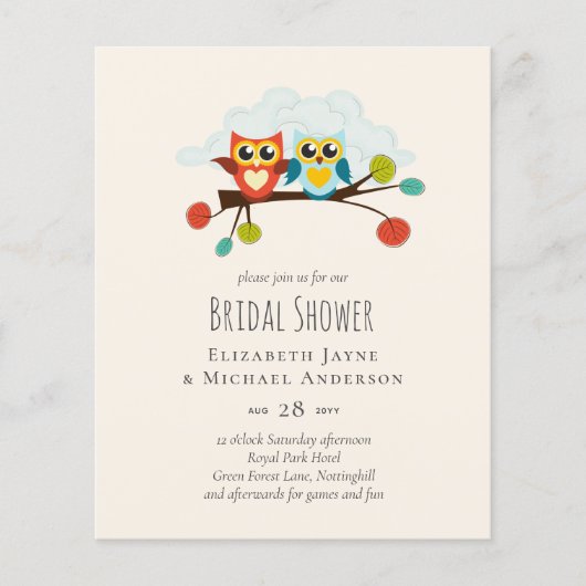 かわいいフクロウ結婚ズをテーマにしたブルーオレンジ (正面)