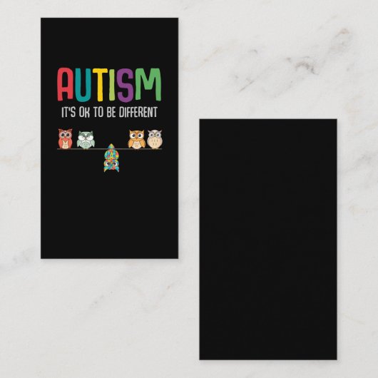 かわいいフクロウ自閉症啓発パズル自閉症の子ども 名刺 (正面/裏面)