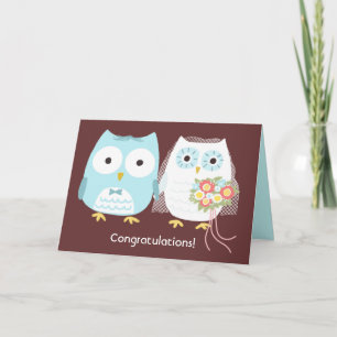 かわいいフクロウ花嫁の結婚おめでとう カード
