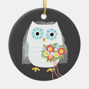 かわいいフクロウ花嫁結婚記念カスタム品 セラミックオーナメント