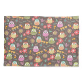 かわいいフクロウ茶色。 枕カバー (裏面)