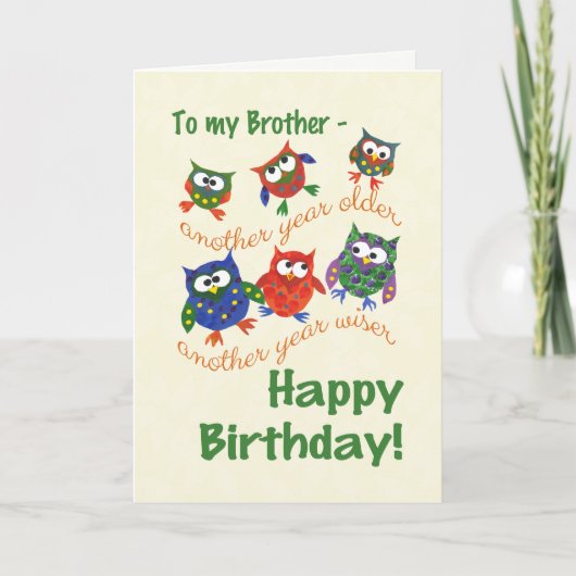 かわいいフクロウ誕生日カードfor a brother カード (正面)