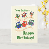 かわいいフクロウ誕生日カードfor a brother カード (黄色い花)