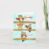 かわいいフクロウ誕生日グリーティングカード サンキューカード (正面)