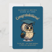 かわいいフクロウ賢卒業キッズパーティー漫画カード (正面)