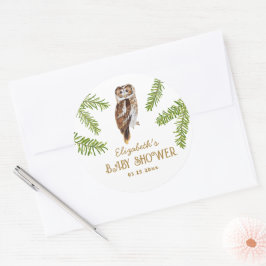 かわいいフクロウ赤ちゃんシャワーありがとう ラウンドシール