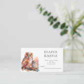 かわいいフクロウ赤ちゃんシャワーおむつラッフル エンクロージャーカード (スタンド正面)