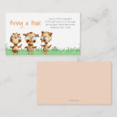 かわいいフクロウ赤ちゃんシャワーで本を持ってくる エンクロージャーカード (正面/裏面)