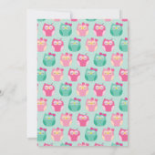 かわいいフクロウ赤ちゃんシャワーピンクの鳥の女の子 招待状 (裏面)