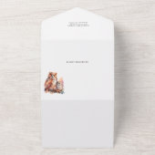 かわいいフクロウ赤ちゃんシャワー招待状とおむつラッフル オールインワン招待状 (外側)