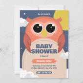 かわいいフクロウ赤ちゃんシャワー招待状 招待状 (正面)