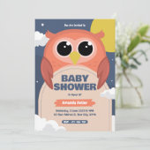 かわいいフクロウ赤ちゃんシャワー招待状 招待状 (スタンド正面)