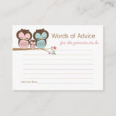 かわいいフクロウ赤ちゃん女の子アドバイス挿入エンクロージャ エンクロージャーカード (正面)